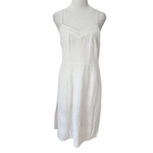 Madewell White Eyelet Spaghetti Strap Side Slit Dress